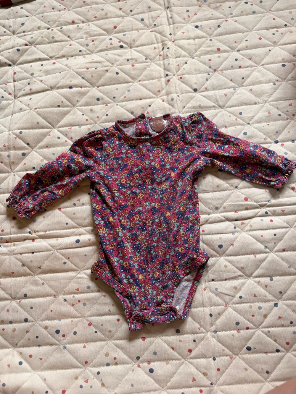 Chaps Floral Long-Sleeve Baby One-Piece Bodysuit 6m